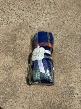 Plaid Knit Wrap Scarf - Blue Multi